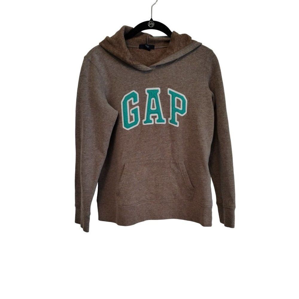 Gap Heather Brown Arch Logo Fleece Pullover Hoodie - Size Small